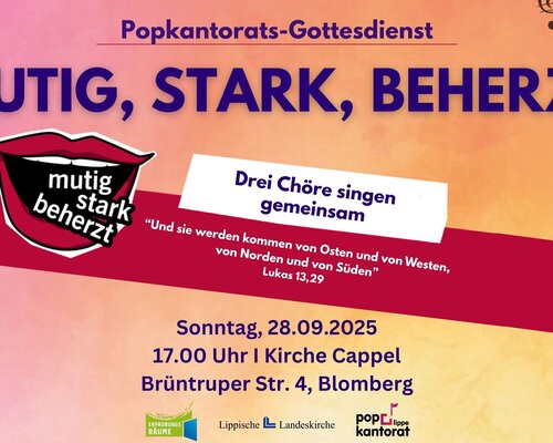 Einladung zum Popkantoratsgottesdienst "MUTIK, STARK, BEHERZT"