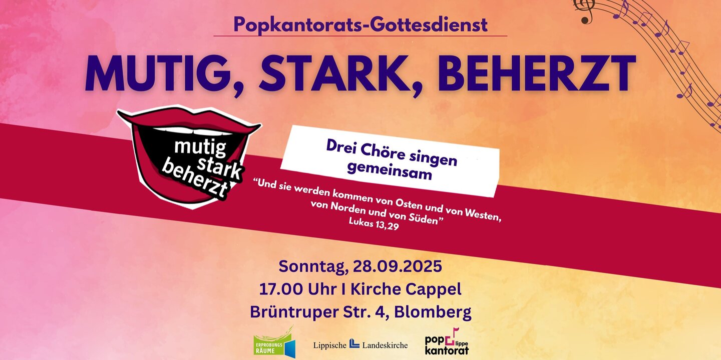 Einladung zum Popkantoratsgottesdienst "MUTIK, STARK, BEHERZT"