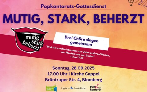 Einladung zum Popkantoratsgottesdienst "MUTIK, STARK, BEHERZT"