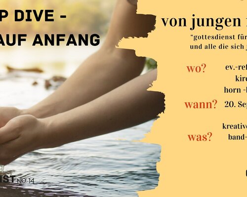 Einladung zum Jugendgottesdienst DEEP DIVE – ALLES  AUF ANFANG