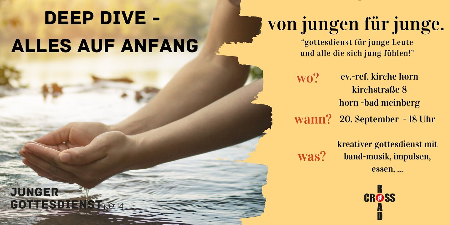 Einladung zum Jugendgottesdienst DEEP DIVE – ALLES  AUF ANFANG