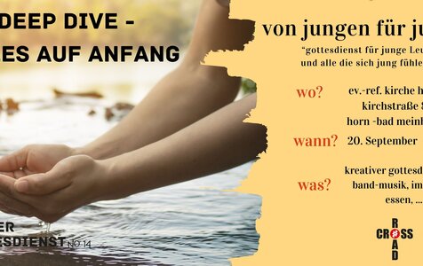 Einladung zum Jugendgottesdienst DEEP DIVE – ALLES  AUF ANFANG